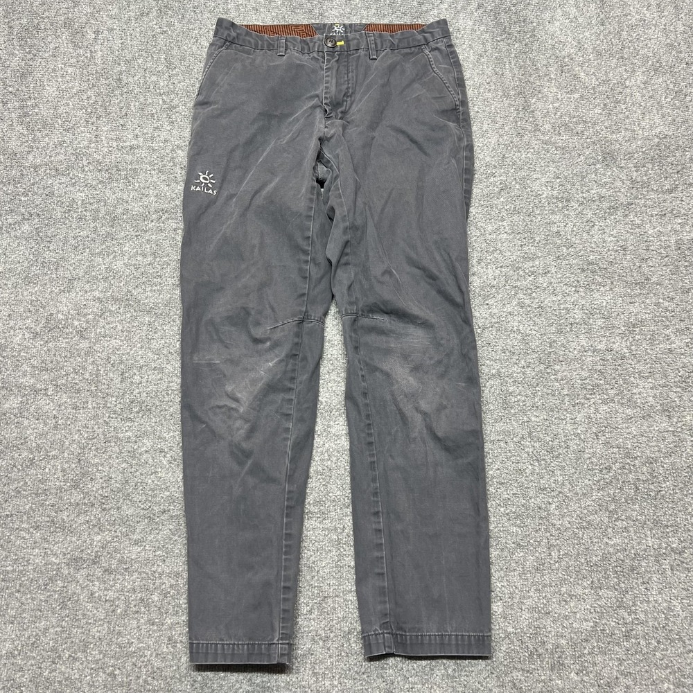 Kailas Pants Mens M Gray Canvas Chino Straight Leg Outdoor Hiking Casual